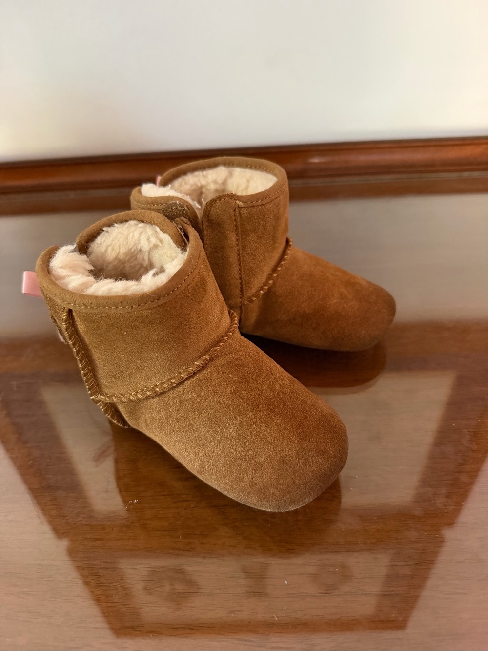 UGG Jesse Bow II Baby Boots Chestnut Pink Bow Size 4/5 Toddler